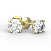 Boucles d'oreilles diamants naturels ronds 4.00 carats or jaune Ely